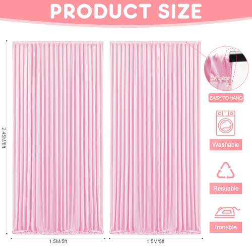 Asee'm 10x8FT Pink Backdrop Curtains for Parties, Polyester Photo Fabric Curtain Backdrop Drapes for Birthday Wedding Party Decor Background Photography with Rod Pocket, 5x8FT, 2 Panels - color: Pink, size: 5'(W) x 8'(H), 2 panels