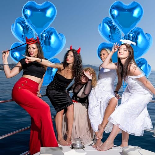 TONIFUL 30Pcs 18 Inch Blue Heart Balloons Blue Heart Shape Foil Mylar Balloons Decoration for Birthday Valentine's Day Wedding Bridal Shower Anniversary Engagement Party Supplies - color: Blue