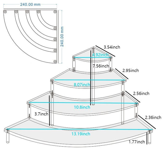 Gonice Small Clear Acrylic Display Riser, 4 Tier Desktop Display Stand for Mini Figurines, Doll, Corner Shelf for Home, Office