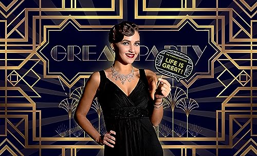 Roaring 20s Great Gatsby Decoration Kit - Includes Photography Backdrop & 10 Studio Selfie Photo Booth Props with Sticks - 1920's Twenties Theme Studio Background Banner Supplies - size: 20s Gatsby