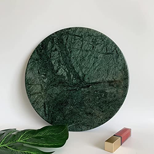 Natural Round Marble Tray Glossy Pastry Board for Dessert, Cheese, Coffee, Smooth on Both Sides (Green) - color: Green