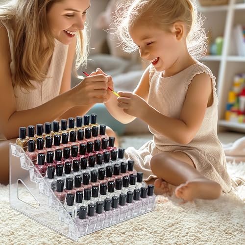 7-Tier Clear Acrylic Nail Polish Storage, Holds 56-112 Bottles, Multi-Purpose Nail Polish Rack, Sunglasses, Essential Oils and Cosmetics - size: 7-Tier