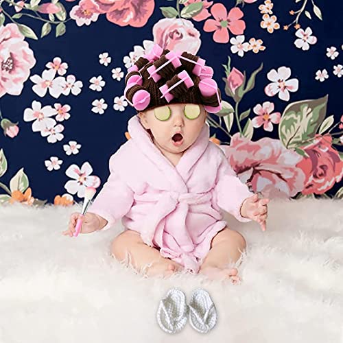 Newborn Photography Props Baby Girl 5 PCS Bathrobes Bath Towel Outfit with Slippers Cucumber Photo Props for Infant Boys Girls(0-6 Months) - size: 2.76" x 1.97"