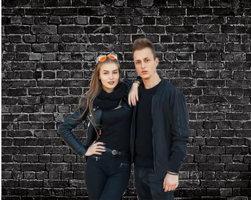 CHAIYA 7x5FT Black Brick Photography Backdrop - Baby Shower, Birthday Party Decoration - Newborn Baby Photoshoot Prop - size: 7′x5′