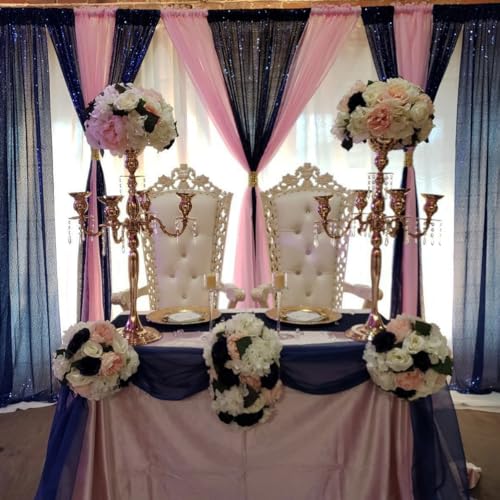 Navy Blue Sequin Backdrop Curtains Glitter Drapes 2FTx8FT 2 Panels for Wedding Birthday Party Decorations Bridal Baby Shower Party Supplies Sparkly Photography Background - color: Navy Blue, size: 2FTx8FT-2PCS
