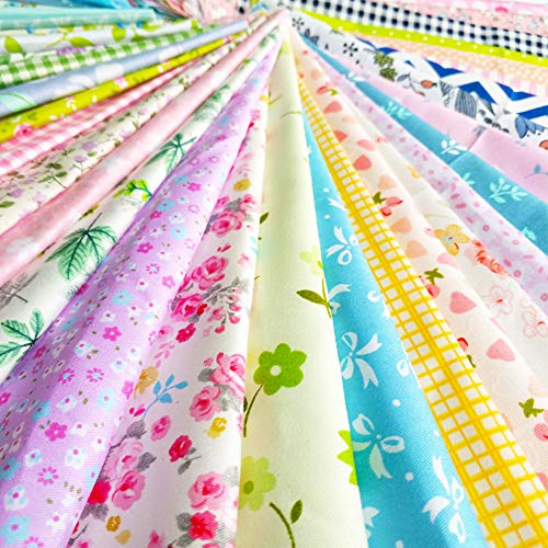 flic-flac 50pcs 8 x 8 inches (20cmx20cm) Cotton Fabric Squares Quilting Sewing Floral Precut Fabric Square Sheets for Craft Patchwork (50pcs 20cm*20cm) - size: 50pcs 20cm*20cm