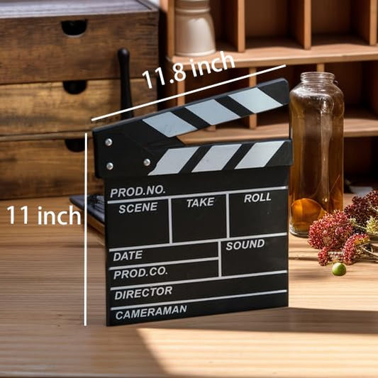 Black Professional Vintage TV Movie Film Clap Board Slate Cut Prop Director Clapper - color: Black