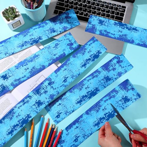 Zonon 65 Feet Blue Bulletin Board Borders Decorations for Classroom Straight Die Cut Border Trim Rolled Ocean Chalkboard Trim for Back to School Blackboard Desk Decor