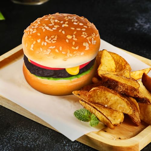 Didiseaon Artificial Pu Hamburger Model 3.14X2.75X2.75In Realistic Fake Burger Decor for Home Kitchen Display Photography Prop Bakery Ornament