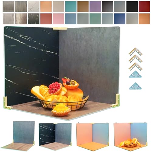 12PCS 24Patterns Multi-Function Photography Studio Background Boards Waterproof Reusable Photo Backdrops for Product Food Jewelry Cosmetics Props 16x16IN Double Sided