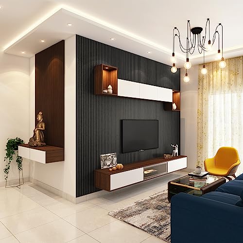Art3d 8-Pack 96 x 6in. WPC Acoustic Slat Wall Panel for Modern Interior Decor, TV Background, Living Room, Matte Black - color: Matte Black, size: 96*6