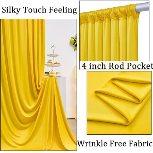 10x8ft Wrinkle Free Yellow Backdrop Curtain Panels, Thick Polyester Lemon Yellow Backdrop Drapes for Wedding Birthday Party Background Baby Shower - color: Yellow, size: 10ftx8ft