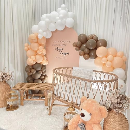 Nude Balloons - 12 inch 100pcs Latex - Round Neutral Boho Birthday with 2 Ribbons, Helium Apricot Balloons for Birthday Party, Wedding, Anniversary, Baby Shower Decorations - color: Nude, size: 12 Inch 100PCS