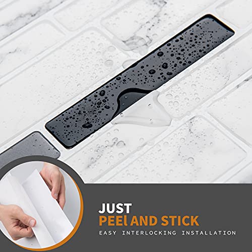 WOWSTAR 10-Sheet Peel and Stick Backsplash Tile for Kitchen Wall, Back Splash Stick On Tiles for Kitchen (12"x12", White Marble) - color: White Marble