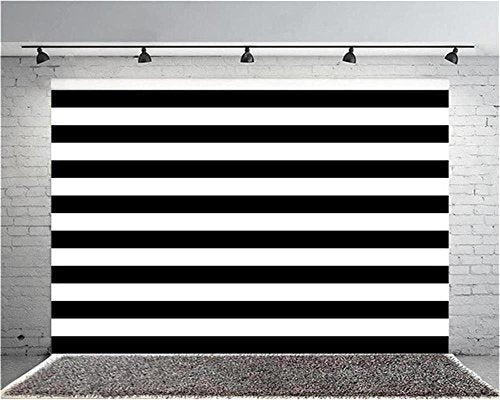 AOFOTO 8x5ft Black and White Striped Pattern Wallpaper Photography Backdrop Streak Textured Background Birthday Party Decoration Photo Studio Props Baby Shower Banner Adult Elder Girl Boy Wallpaper - size: 8x5ft