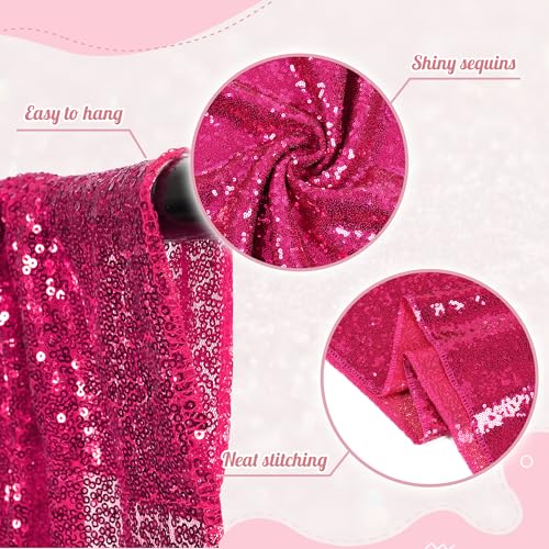 PartyDelight Sequin Backdrop Curtains 2 Panels Hot Pink 5FT X 10FT Sparkly for Wedding Party Room Decorations - color: Hot Pink, size: 60"W x 120"L (Pack of 2)