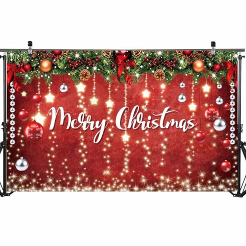 Zliisang 5.9x3.6ft Merry Christmas Backdrop for Photography Glitter Sparkle Red Snowflakes Photo Background Winter New Year Eve Family Christmas Party Decoration