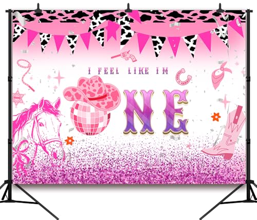 7x5Ft Disco Cowgirl 1st Birthday Backdrop Western Pink 1st Rodeo Birthday Photography Background Let's Go Girls Party Decorations Banner Photo Booth Props - color: Ice cream Backdrop 7
