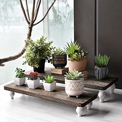 Ikee Design 2 Pcs Set Wooden Display Riser, Cupcake Dessert Display Riser, Countertop Centerpiece Dessert Serving Stand, Artificial Plant Pot Display Stand for Garden Decor, Coffee Color - color: Coffee