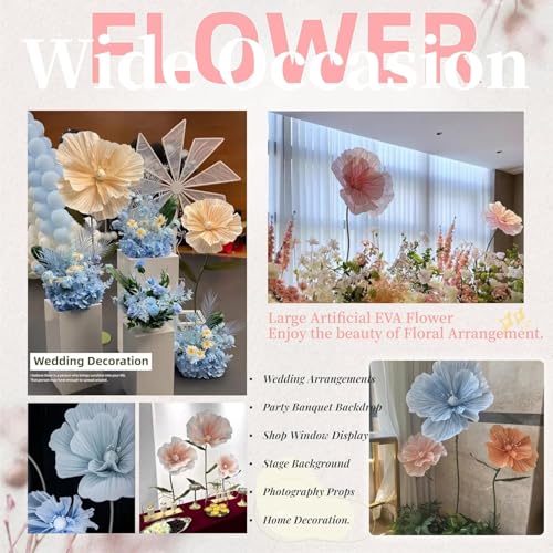 Giant Flowers for Backdrop 5.58ft Huge EVA Artificial Flowers, Wedding Decorations for Reception Artificial Spring Flowers Outdoor Party Decor Shop Window Flower Display Home Decor (Gradient Purple) - color: G Purple
