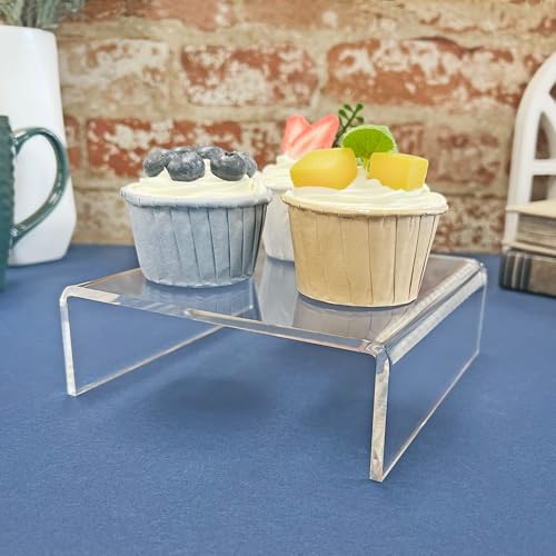 Plymor Clear Acrylic Short Square Display Riser, 2" H x 6" W x 6" D (1/8" thick), Pack of 2 - size: 2" x 6" x 6"