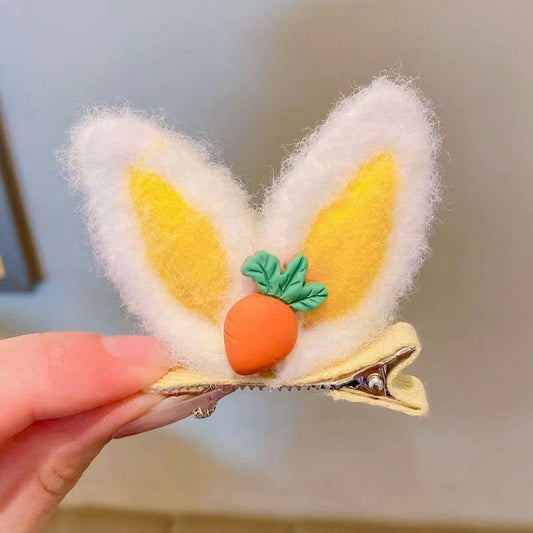 Baby Girls Carrot Hair Clips Pin Easter Bunny HairClips Carrot Hair Barrettes Pin JHE27 (D2-Yellow Ear) - color: D2-Yellow Ear