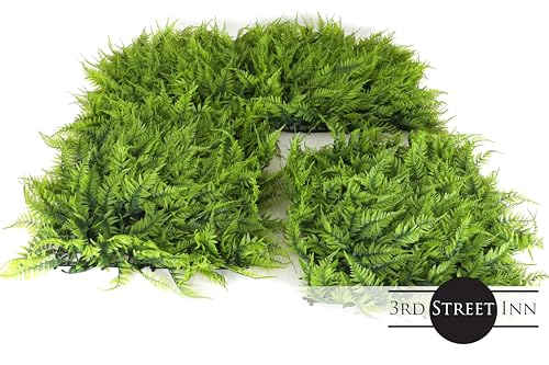 3rd Street Inn Greenery Panel - Artificial Hedge Wall - Fake Plant Wall Backdrop - Privacy Screen - Interlocking Panels - Indoor Outdoor Décor (12, Lady Fern) - color: Lady Fern