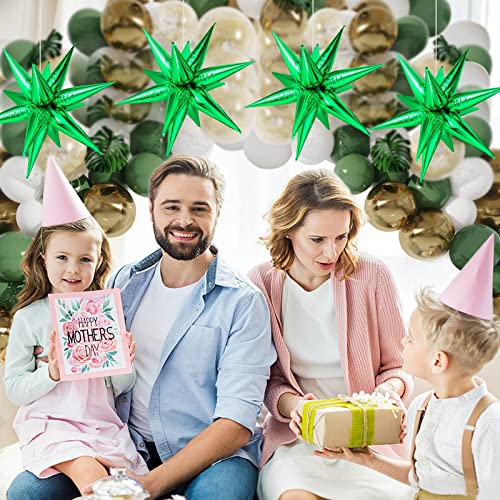 72 PCS Green Star Balloons, Big 26 Inch Explosion Star Foil Balloons, 12 Point Spike Balloons Party Decoration Supplies for Christmas, Backdrop Supplie, Birthday, Wedding, Anniversary - color: Green Star Cones, 26 Inch