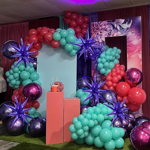Purple Star Balloons, 22 Inch Purple Foil Explosion Star Balloons, Large Spike stars Cone balloons, for Birthday Graduation Christmas New Year Eve Disco Party Backdrop Decorations - color: Purple