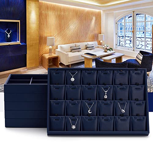Oirlv Elegant Blue Jewelry Display Tray Stackable Jewelry Trays Jewelry Drawer Organizer Rings Earrings Necklace Storage - color: Blue, size: Flat Tray