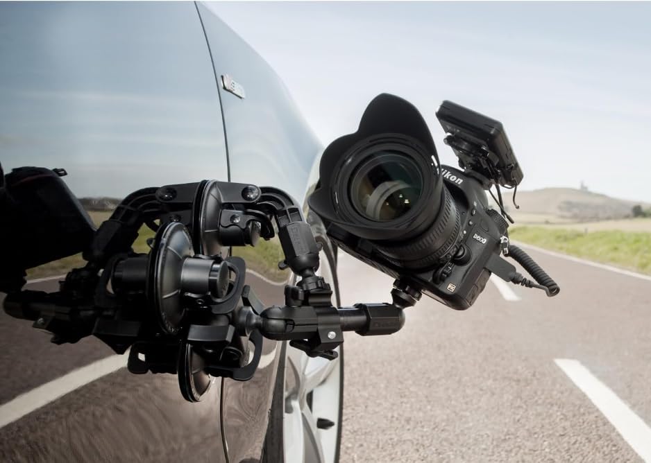 Delkin Devices Fat Gecko Triple Suction Camera Mount - Powerful Suction Cup Camera Mount for Car, Motorcycle, Desk, Window | Secure and Adjustable Action Camera Holder for Video Recording - style: Fat Gecko Triple
