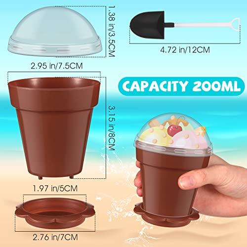 Honeydak 25 Pack Flowerpot Dessert Cup Plastic Cake Cups with Lid Shovel Spoon Mini Flower Pot Dessert Cups Ice Cream Yogurt Cupcake Holder Containers for Birthday Party Supplies DIY Baking(Brown) - color: Brown