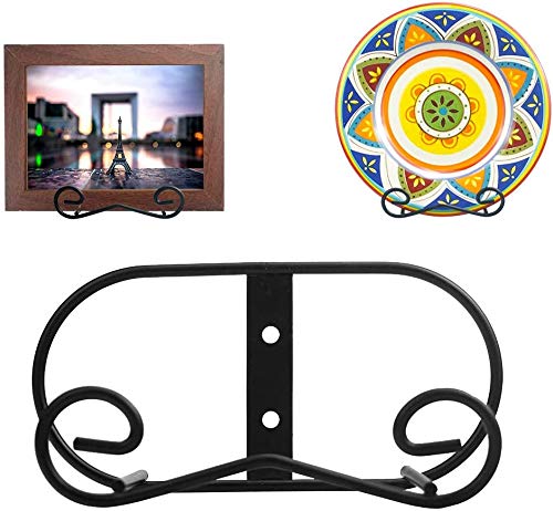 LIONWEI LIONWELI Wall Mount Plate Display Stands - 2 Pack Black Iron Easel Holders - Vertical Wall Hangers for Decorative Plates, Picture Frames, Art - size: Medium