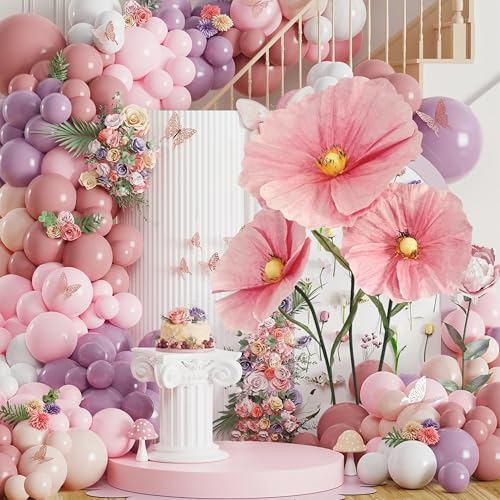 Giant Flowers for Decoration, 5.3ft Standing Large Paper Artificial Flowers, Wedding Decorations For Reception, Birthday Halloween Party Background, Photographic Props, Shop Window Display, Home Décor - color: Deep Pink, size: 1 Base