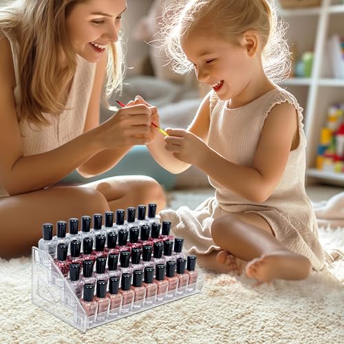4-Tier Clear Acrylic Nail Polish Storage, Holds 32-64 Bottles, Multi-Purpose Nail Polish Rack, Sunglasses, Essential Oils and Cosmetics - size: 4-tier