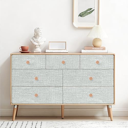 Amiya Grasscloth Grey Wallpaper 17.3"x120" Peel and Stick Faux Fabric Linen Contact Paper Self Adhesive Removable Light Gray Wall Paper for Bedroom Cabinet Liners Decor - color: Gray, size: 17.3" x 120"