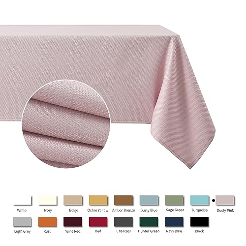 maxmill Jacquard Square Tablecloth Stain Resistant Spillproof Wrinkle Free Washable Soft Table Cloth, Decorative Fabric Table Cover for Dining Room, Indoor and Outdoor Use, 52 x 52 Inch, Dusty Pink - color: Nova Dusty Pink, size: 52" x 52" (Square)