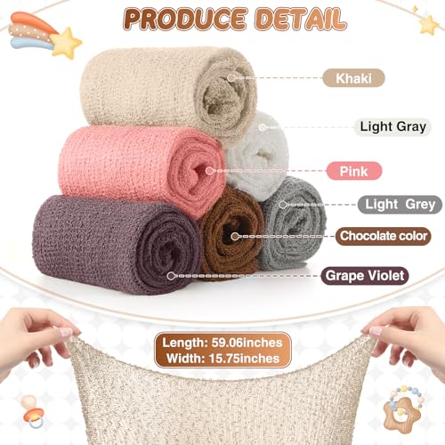 Tudomro 6 Pcs 15.8 x 59'' Newborn Baby Stretch Wraps Set 6 Colors Baby Photography Props Unisex Newborn Long Ripple Wrap Photo Blanket for Girl Boy Christmas DIY Photography(Fresh Color) - color: Fresh Color