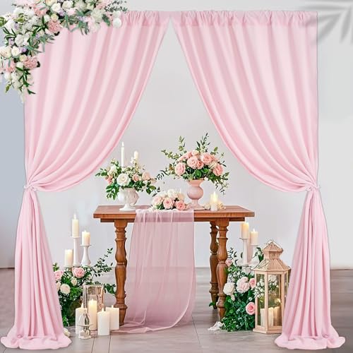 SoarDream Pink Backdrop Curtains Polyester 2 Panels 5ft x 10ft Photography Backdrop Drapes Wedding Party Baby Shower Birthday Decorations - color: Pink, size: 2 Panels 5ft X 10ft