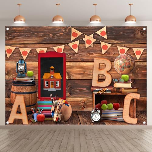 7x5ft Back to School Photography Backdrop ABC Letter Vintage Wooden House Background Welcome Kids Kindergarten Classroom Photo Banner Indoor Shooting Props - size: 7'x5'