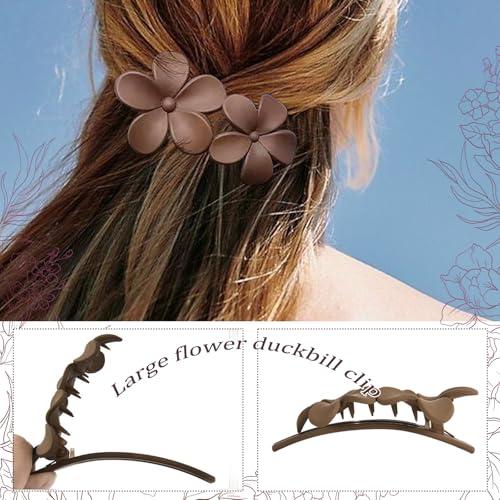 YONOY 6 Pcs Flat Hair Clips, 2 Styles Claw Clips for Thick Thin Hair,Flower Hair Clips Matte French Hair Barrette Stylish Lay Flat Hair Accessories for Women Girls - color: Color K