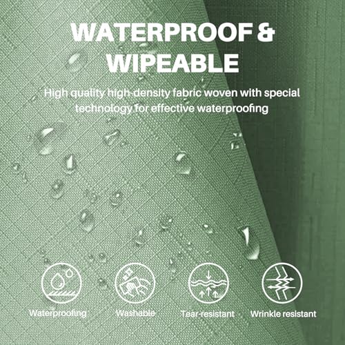 IVAPUPU Textured Tablecloth Round 60 Inch - Sage Green Waterproof Spill-Proof Wipeable Table Cloth Round Cover Wrinkle Free Circle Dining Tablecloths for Spring Wedding Birthday Farmhouse 2-4 Seats - color: Sage Green, size: 60" (Round)