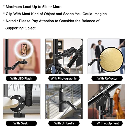 Taisioner Double Super Clamp Mount Umbrella clamp Camera Clamp Pole Clamp for Monitor Bracket Magic Socket Arm Desk Photo Studio Light Stand, Photography Reflector, Flag Holder Mount, Cross Bar - size: Double clamp