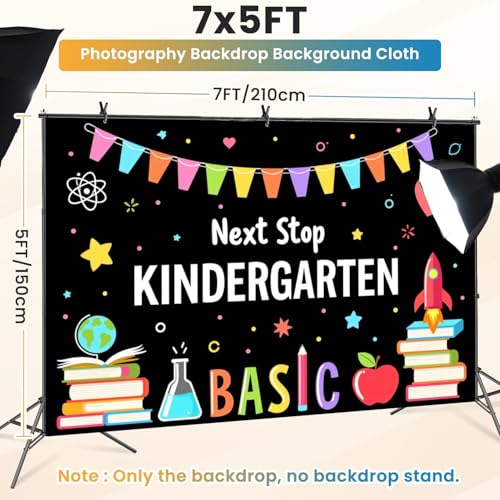 5x7ft Photography Backdrop Next Stop Kindergarten Colored Graduation Back to School Photo Backdrop Photography Background for Photoshoot Portrait Video Party Photo Studio Prop Booth - color: Color3