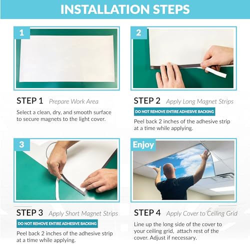 OCTO LIGHTS Magnetic Fluorescent Light Covers for Ceiling Lights Classroom 2x4 - Magnetic Classroom Light Filters - Improve Focus, Eliminate Headaches & Eyestrain CLD-010 - color: Cirrocumulus
