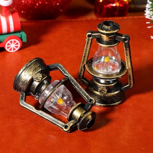 NOLITOY 40Pcs Miniature Kerosene Lamp Ornaments: Christmas Hanging Lantern Ornaments for Xmas Tree Rustic Farmhouse Decor
