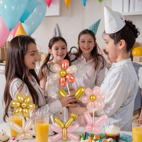 100 Pcs Long Twisting Balloons, Light Pink Silver Metallic Red Maca Orange Long Balloons for Animal Party Decorations, Birthday Graduation New Years Wedding Engagement Party Decoration - color: Light Pink