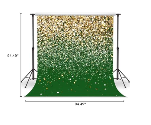 8x8ft Green and Gold Backdrop Birthday Gold Spots Bokeh Wedding Prom Graduation Photography Background X-224 - color: Green, size: 8X8ft