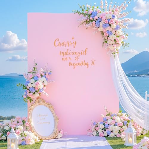 Square Arch Backdrop Covers 6.6FT x 5.2FT Pink and Purple Wedding Arch Cover Stretchy Backdrop Square Arch Stand Cover Spandex for Birthday Party Baby Shower Ceremony Banquet Decoration - color: Pink+Purple