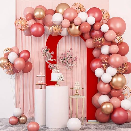 LEBENGURU Upgraded 7.2FT Open Arch Backdrop Cover, Red Spandex Fitted Round Top Wedding Arches, Double-Sided U-Shaped Arch Chiara Stand Covers for Birthday Party Baby Shower Banquet Balloon Décor - color: Red
